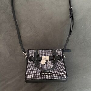 Michael Kors Black and Silver Studded Crossbody Bag